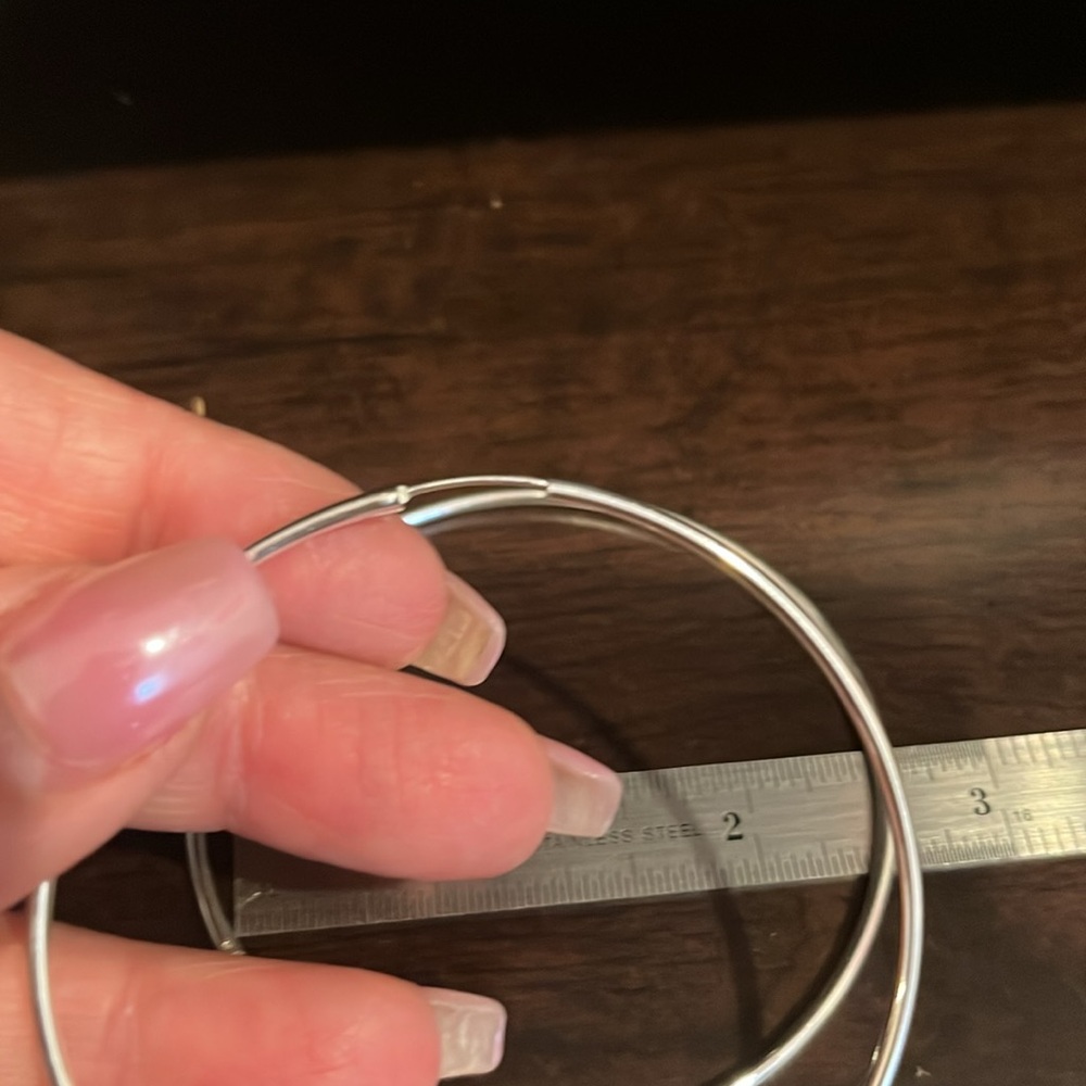 2mm light weight Sterling Silver Hoop Earrings 3, 2.5, 2 inches - Picture 5 of 5